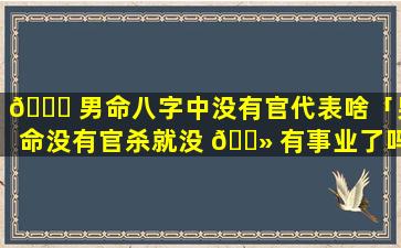 🍁 男命八字中没有官代表啥「男命没有官杀就没 🌻 有事业了吗」